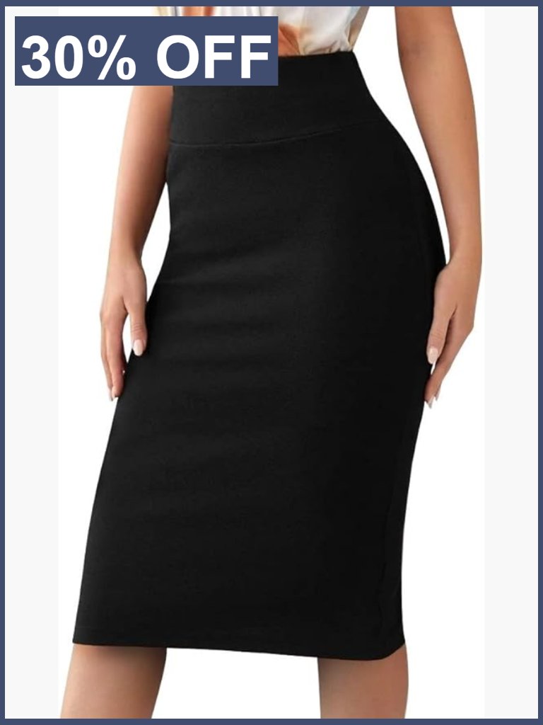 Stretch Pencil Skirt Midi Bodycon Office Casual Plus Size Made In Usa